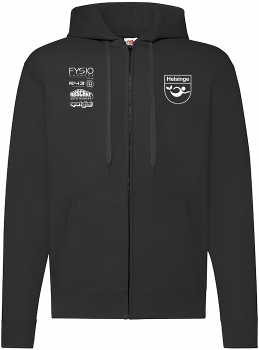 Fruit of the loom - Helsinge Svømmeklub Hoodie W. Zip Adults - Zwart